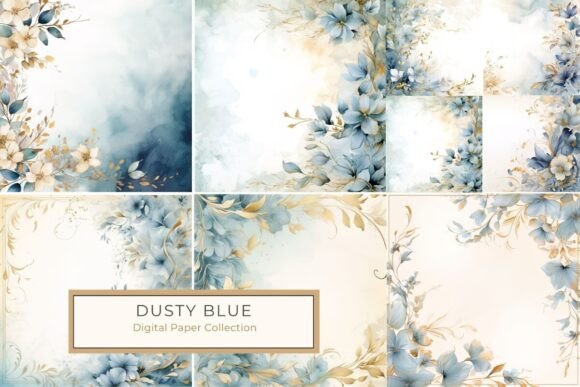 Download Elegant Blue and Gold Watercolor Floral - Premium Resources