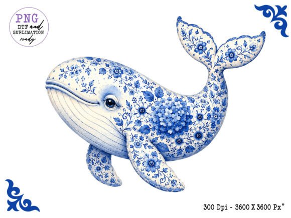 Download Chinoiserie Ocean Blue Whale Clipart PNG - Blue Collection