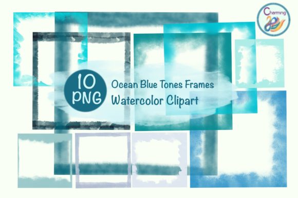 Download Watercolor Frames | Square Ocean Blue - Blue Collection