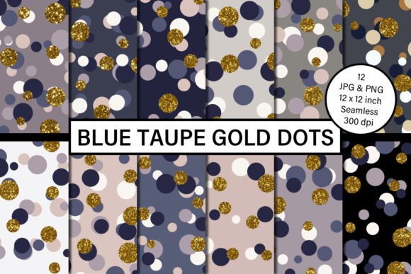 Download Blue Taupe Gold Dots - Blue Collection