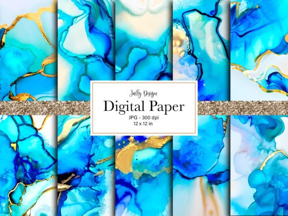 Download Ocean Blue Alcohol Ink Digital Papers - Blue Collection