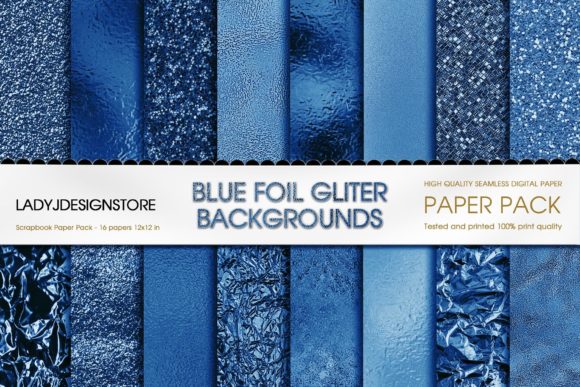 Download Blue Foil Glitter Seamless Digital Paper - Blue Collection