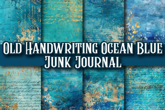 Download Old Handwriting Ocean Blue Junk Journal - Blue Collection
