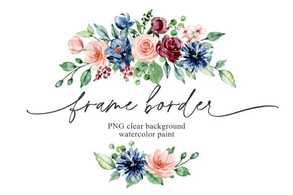 Download Floral Frame Border, Pink Blue Flowers. - Blue Collection