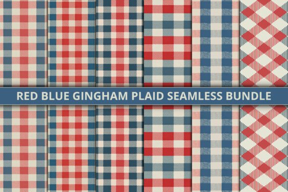 Download Red Blue Gingham Plaid Seamless Bundle - Blue Collection