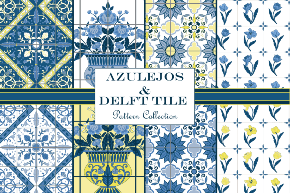 Download Delft Tile Seamless Patterns, Blue White - Blue Collection