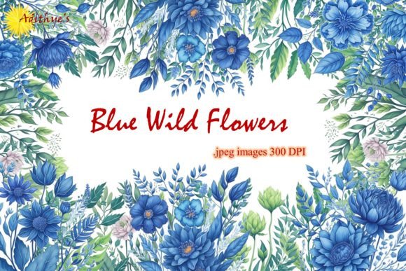 Download Blue Wild Flowers - Sublimation Clipart - Blue Collection