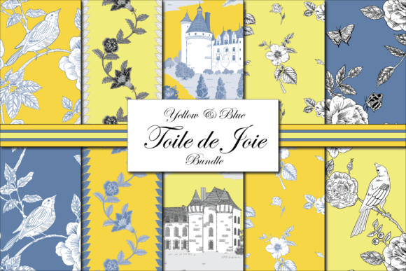 Download Yellow Toile Patterns Yellow and Blue - Blue Collection