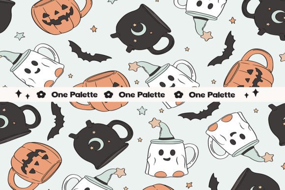 Download HALLOWEEN MUGS BLUE | Halloween Seamless - Blue Collection