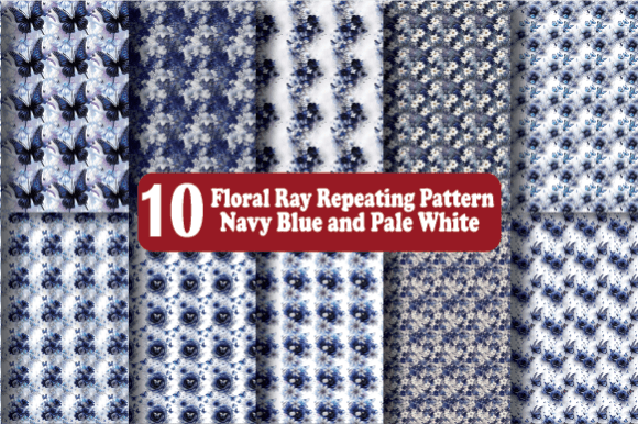 Download Floral Ray Repeating Pattern Navy Blue - Blue Collection