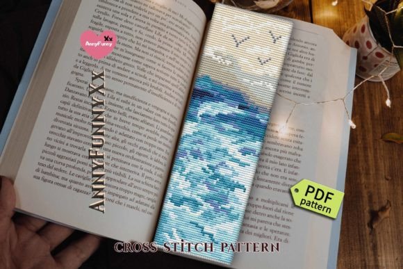 Download Cross Stitch Bookmark Ocean Blue Wave - Blue Collection