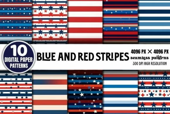 Download Blue and Red Stripes Seamless Bundle - Blue Collection