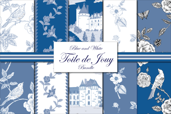 Download Toile Patterns Toile De Jouy Blue White - Blue Collection