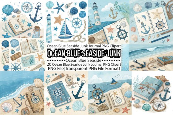 Download Ocean Blue Seaside Junk Journal Bundle - Blue Collection