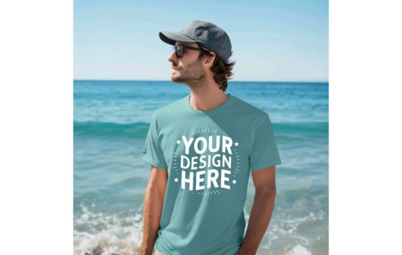 Download Ocean Blue Man T-shirt Mockup 15 - Blue Collection